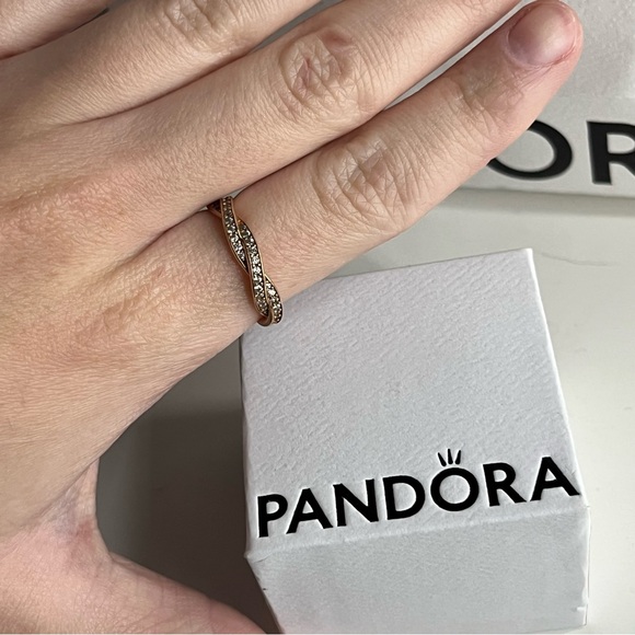Pandora Rose Sparkling Twisted Lines Ring Size 6 (EU 52) NWT - Picture 4 of 6